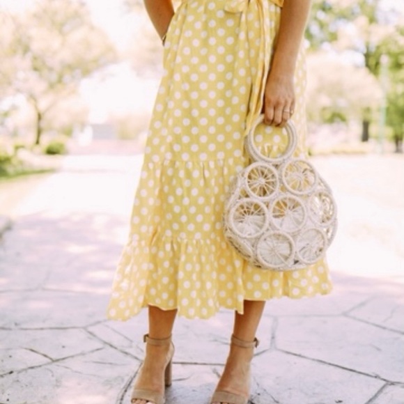 Yellow & white polka dot midi dress - Picture 6 of 6